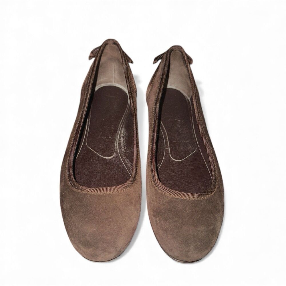 Salvatore Ferragamo Dark Brown Suede Ballet Flats - Picture 2 of 10